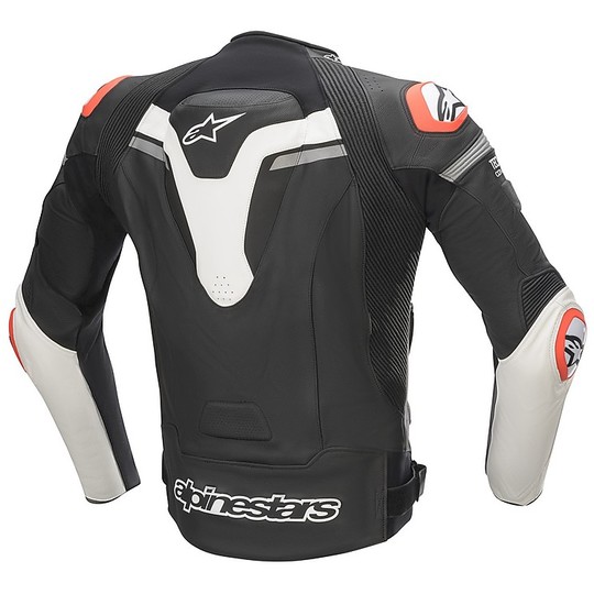 Motorcycle Racing Leather Jacket Alpinestars MISSILE IGNITION AIRFLOW Black White Red Fluo Tech-Air Compatible