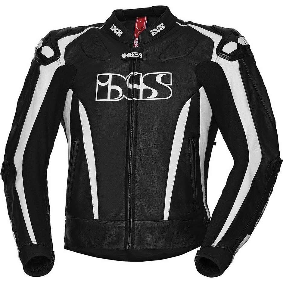 Motorcycle Racing Leather Jacket Ixs Sport LD RS-1000 Black White