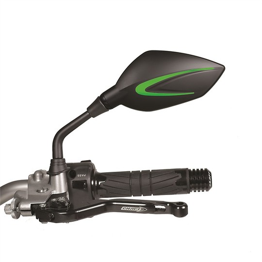 Motorcycle Rearview Mirror Chaft Model Extra Diam 10 Black Green Pair