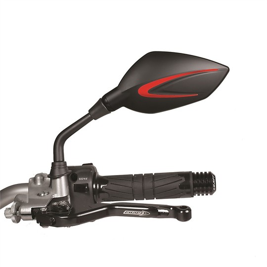 Motorcycle Rearview Mirror Chaft Model Extra Diam 10 Black Red Pair