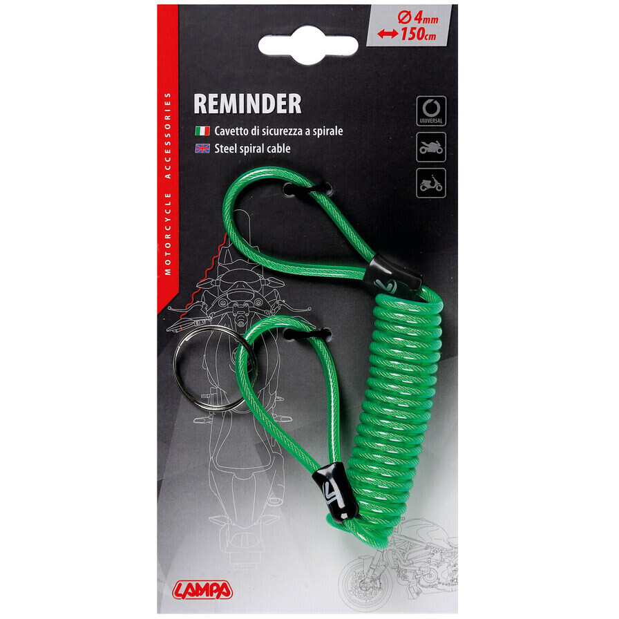 Motorcycle Safety Cable Lampa Reminder Green