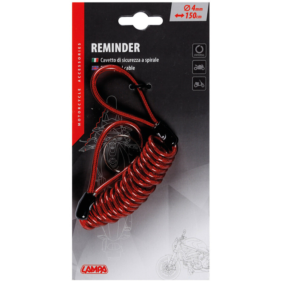 Motorcycle Safety Cable Lampa Reminder Red