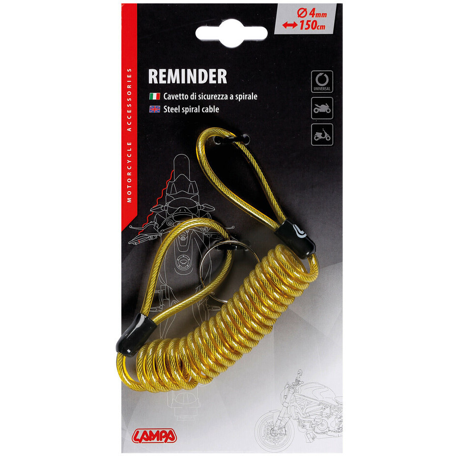 Motorcycle Safety Cable Lampa Reminder Yellow