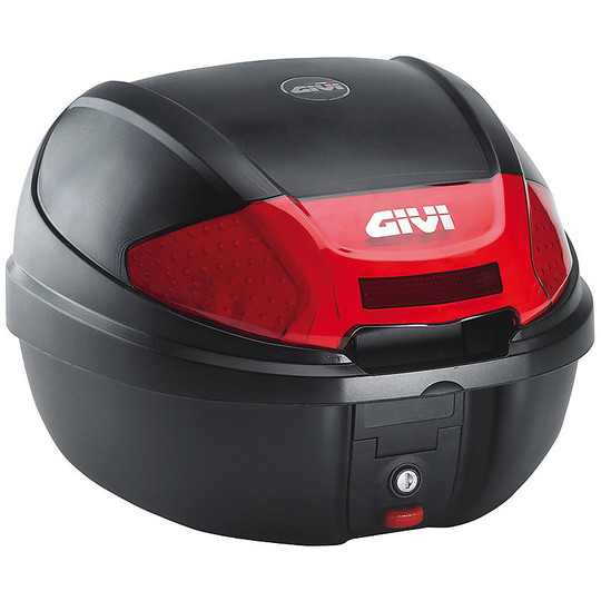 Motorcycle Scooter Top Box Givi E300N2 Monolock 30 Liters Black Red Reflectors