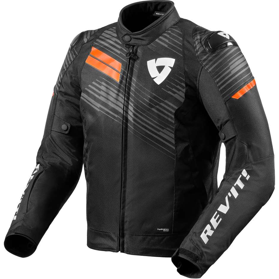 Motorcycle Sport Jacket REV'IT APEX H2O Black Neon Orange