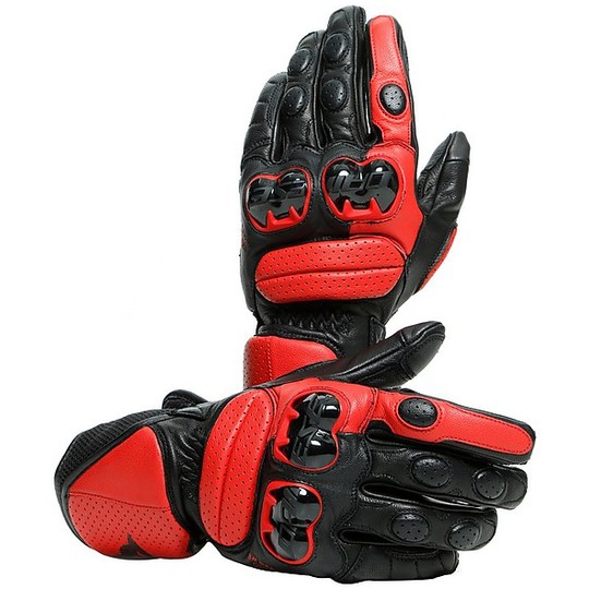 Motorcycle Sports Gloves in Dainese IMPETO Leather Black Red