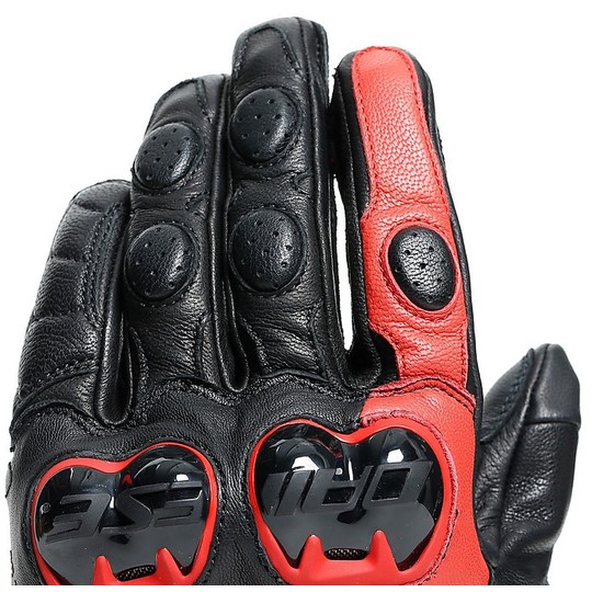 Motorcycle Sports Gloves in Dainese IMPETO Leather Black Red