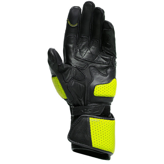 Motorcycle Sports Gloves in Dainese IMPETO Leather Black Yellow