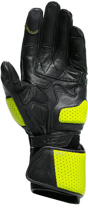 Motorcycle Sports Gloves in Dainese IMPETO Leather Black Yellow