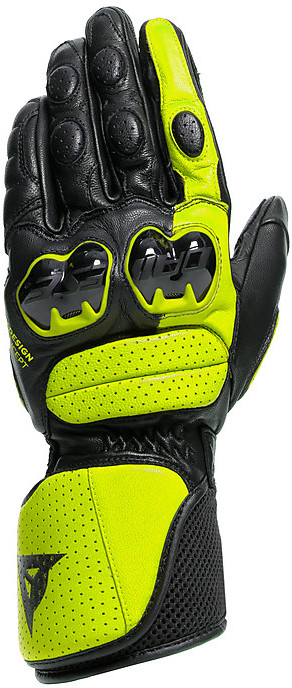 Motorcycle Sports Gloves in Dainese IMPETO Leather Black Yellow