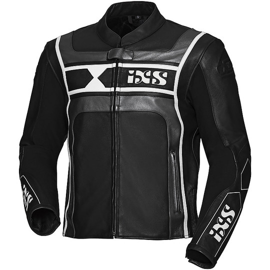 Motorcycle Suit in Split Leather 2pc. Ixs Sport LD RS-500 Black Silver White