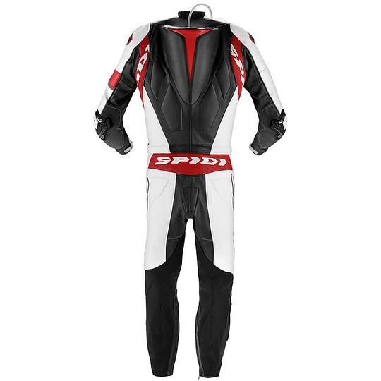 Motorcycle Suit in Split Leather 2Pcs Spidi RACE WARRIOR TOURING Black White Red