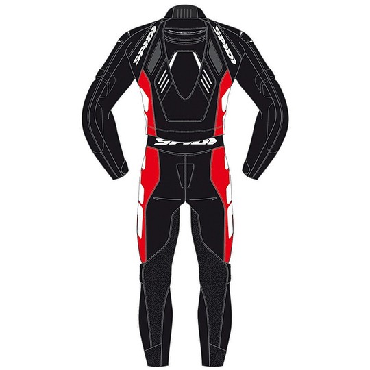 Motorcycle Suit in Split Leather 2Pcs Spidi TRACK TOURING Black Red