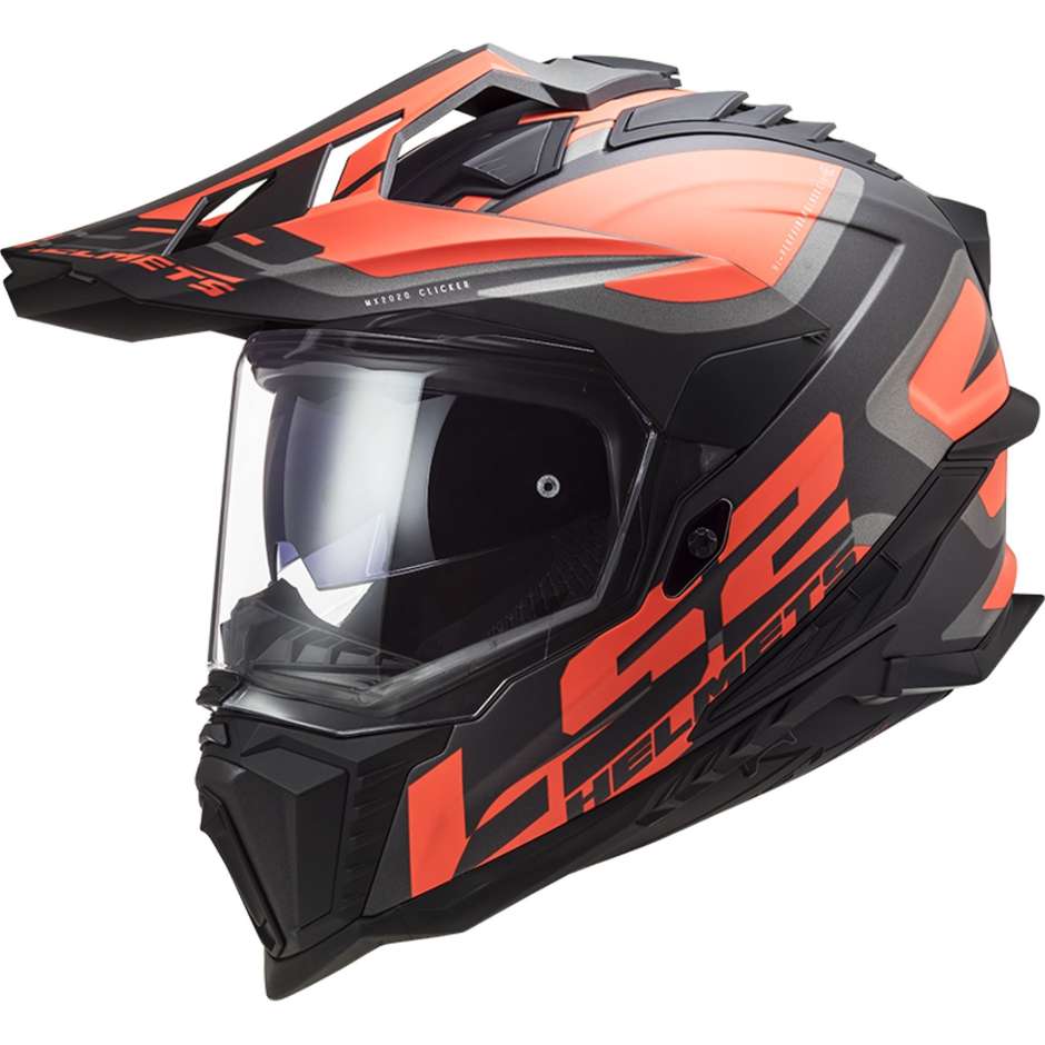 Motorcycle Tourism Helmet Ls2 MX701 EXPLORER HPFC ALTER Matt Black Fluo Orange