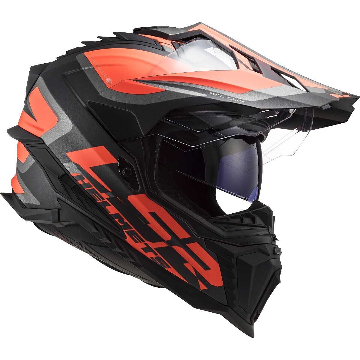Casco Cross LS2 Explorer Alter - Talla L, Color Mate Negro Fluo Naranja, Fibra HPFC, Pantalla Pinlock