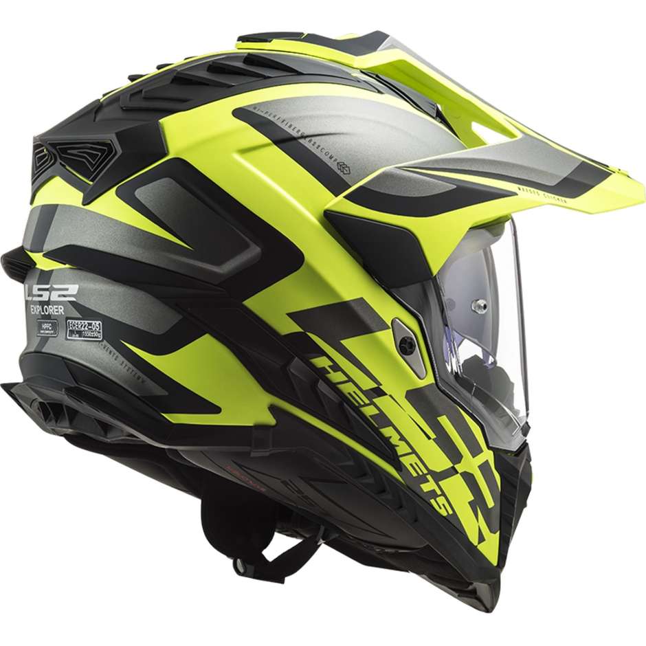 Motorcycle Tourism Helmet Ls2 MX701 EXPLORER HPFC ALTER Matt Black Fluo Yellow
