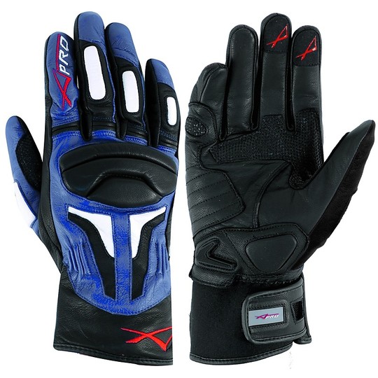 Motorrad-Handschuhe A-Pro Leder Vollnarbenfirepower Blau