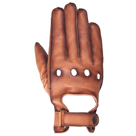Motorrad-Handschuhe aus Leder Overlap Retro Kamel
