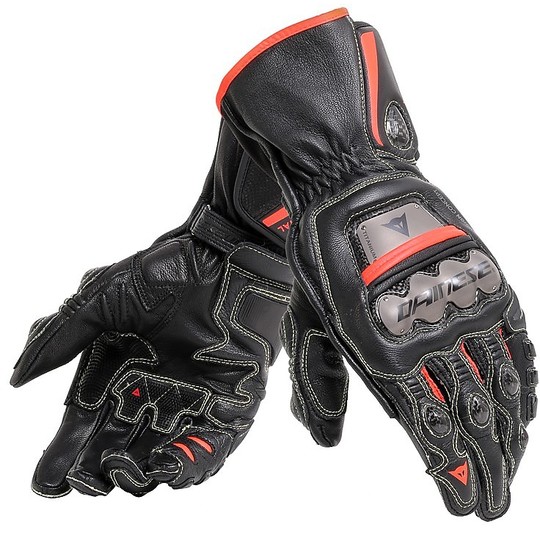 Motorrad-Handschuhe aus Leder Racing Dainese Full Metal 6 Schwarz Rot
