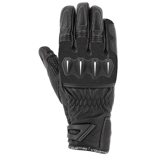 Motorrad-Handschuhe aus Leder Racing Vquattro RC 18 Black