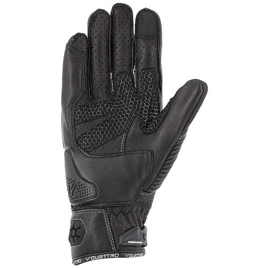 Motorrad-Handschuhe aus Leder Racing Vquattro RC 18 Schwarz Weiß