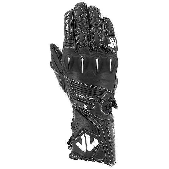 Motorrad-Handschuhe aus Leder Racing Vquattro RR 18 Black