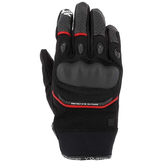 Motorrad-Handschuhe aus Leder und Stoff Sport Vquattro Trooper Schwarz 18
