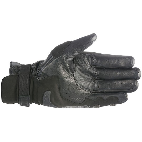 Motorrad-Handschuhe aus Leder und Textil Alpine Belize Drystar CE Schwarz Rot Tobacco