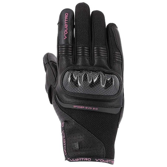 Motorrad-Handschuhe aus Leder und Textil-Frau Racing Vquattro SPIDER EVO 18 Lady Black