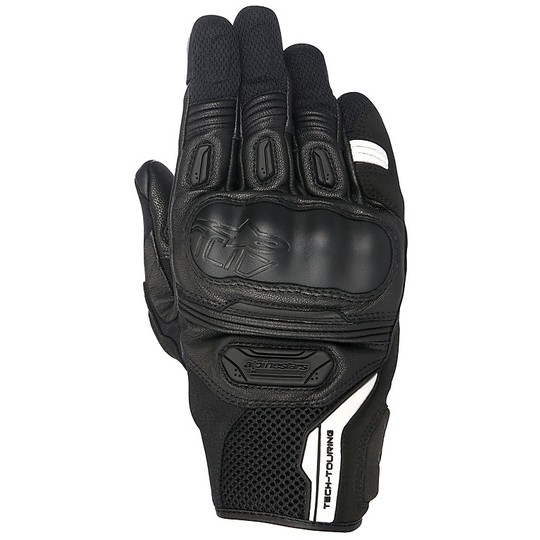 Motorrad-Handschuhe aus Leder und Textil Perforierte Alpine Schwarz HIGHLAND
