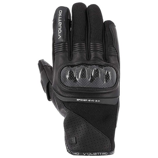 Motorrad-Handschuhe aus Leder und Textil-Racing Vquattro SPIDER EVO 18 Black