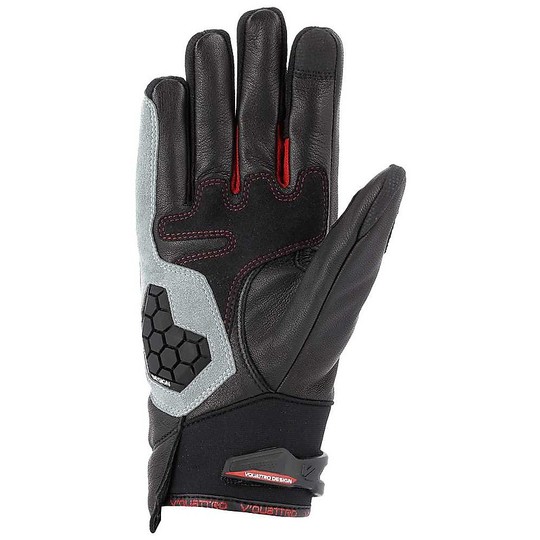 Motorrad-Handschuhe aus Leder und Textil Vquattro SP Sport 18 Schwarz Rot