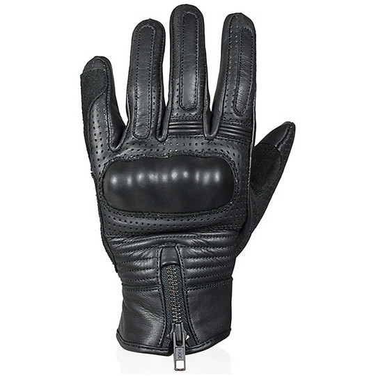 Motorrad-Handschuhe aus Leder Vintage Darts Max Black-Zertifikat