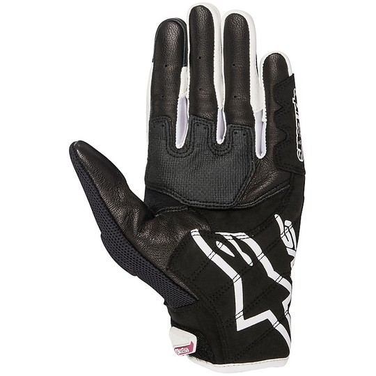 Motorrad-Handschuhe aus Stoff Frauen Perforierte Alpine SMX-2 Air Carbon v2 Schwarz Weiß