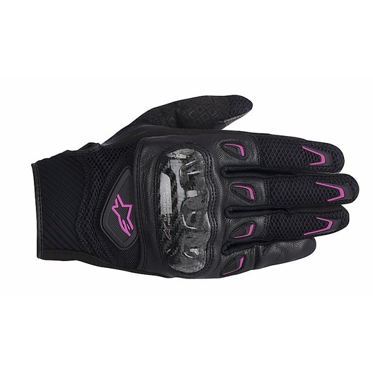 Motorrad-Handschuhe Frauen Alpine SMX-2 Air Carbon Black White