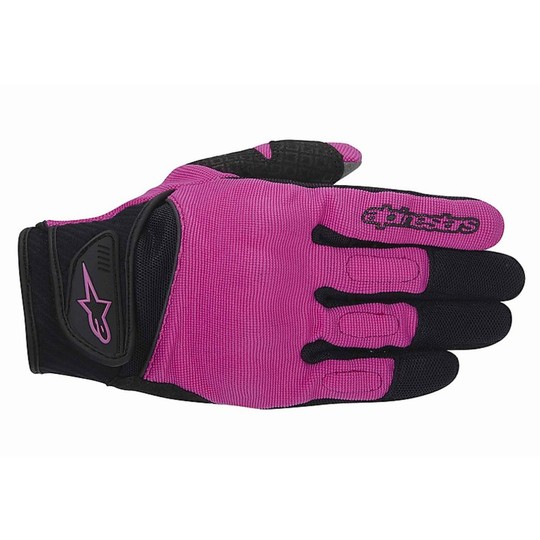 Motorrad-Handschuhe Leder-Frauen-Schwarz Pink Glove Alpinestars Stella SPARTAN