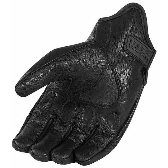 Motorrad-Handschuhe Leder Icon Pursuit Stealth Schwarz Touchscreen