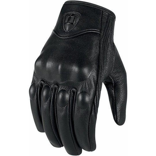 Motorrad-Handschuhe Leder-Icon Pursuit Stealth