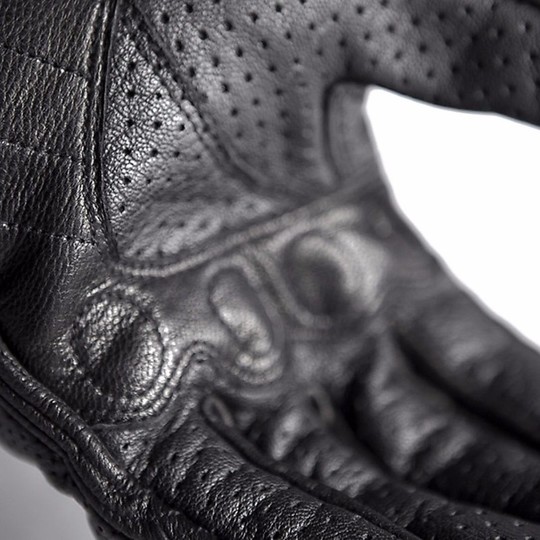 Motorrad-Handschuhe Leder Perforierte Icon Pursuit Stealth Schwarz Touchscreen