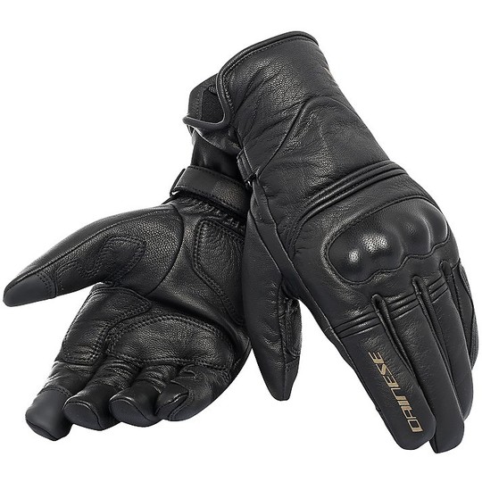 Motorrad-Handschuhe Leder Unisex CORBIN Dainese D-Dry Schwarz