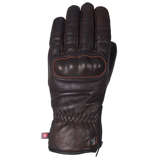 Motorrad-Handschuhe Leder wasserdicht Vquattro Eton Brown