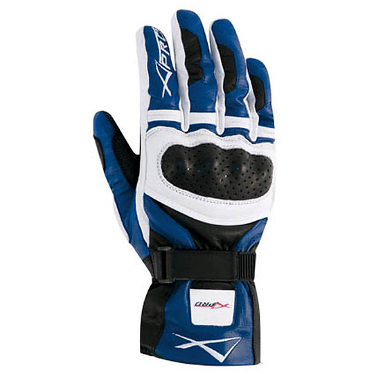 Motorrad-Handschuhe Racing Wärme A-Pro Leder Vollnarben Precision Weiß / Blau