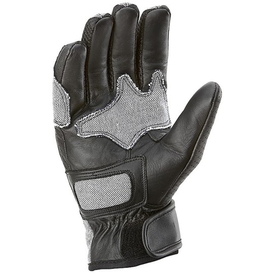 Motorrad-Handschuhe Sommer Gewebe Jeans und Leder Hevik Arizona Grau
