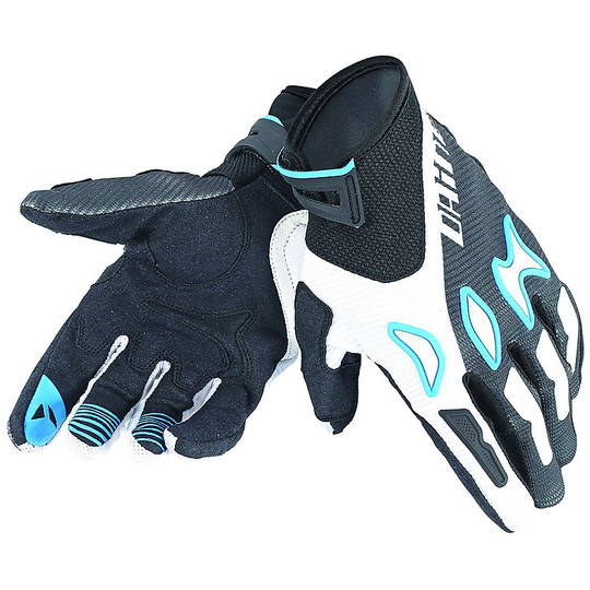 Motorrad-Handschuhe Stoff Dainese Raptors Schwarz / Weiß / Electric Blue
