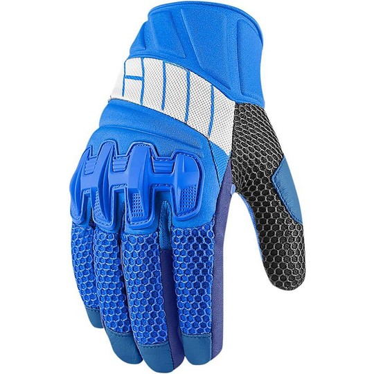Motorrad-Handschuhe Stoff Icon Overlord Netz mit blauem