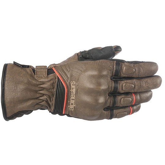 Motorrad-Handschuhe, wasserfestes Leder Alpine Cafe Divine Brown Drystar