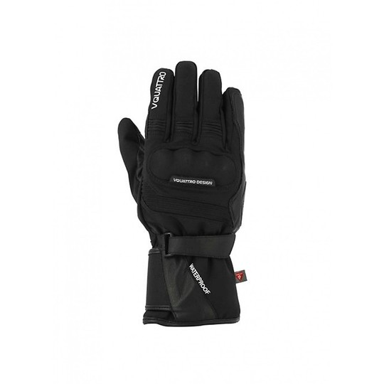 Motorrad-Handschuhe Winter-Leder und Stoff Vquattro Carter 17 Black