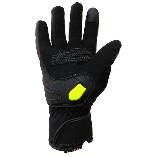 Motorrad-Handschuhe Winter ProZukunft Touch-WP-Schwarz-Gelb wasserdicht Fluo