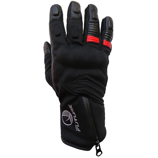 Motorrad-Handschuhe Winter ProZukunft Touch-WP Schwarz Rot Wasserdicht