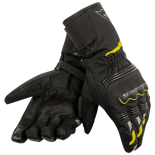 Motorrad-Handschuhe Winter-TEMPEST Dainese D-Dry Long Black Fluorescent Yellow